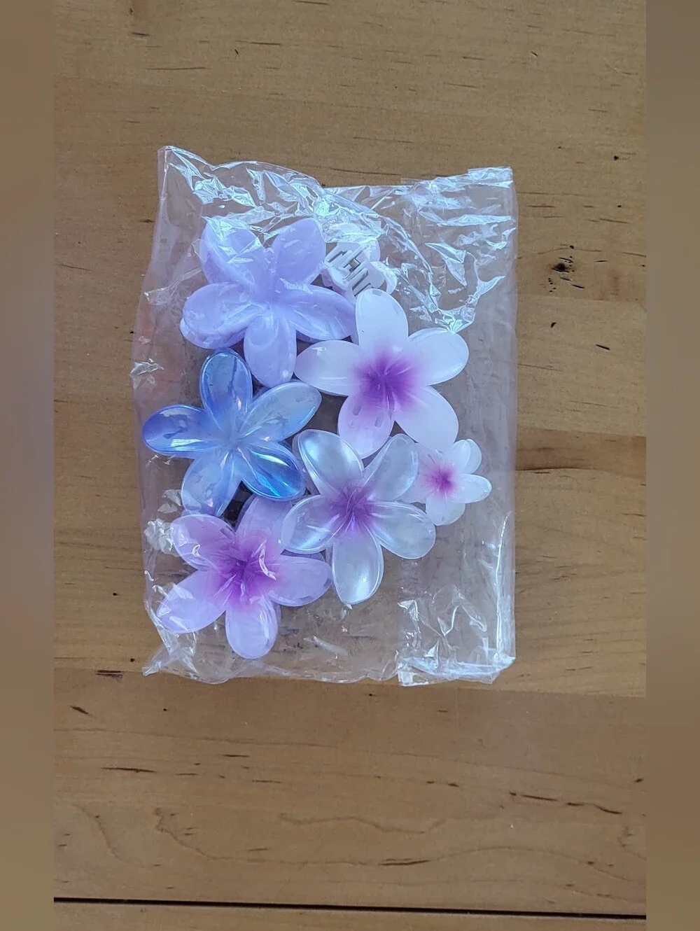 Purple Floral Acrylic Hair Clips Set - Women Accessories